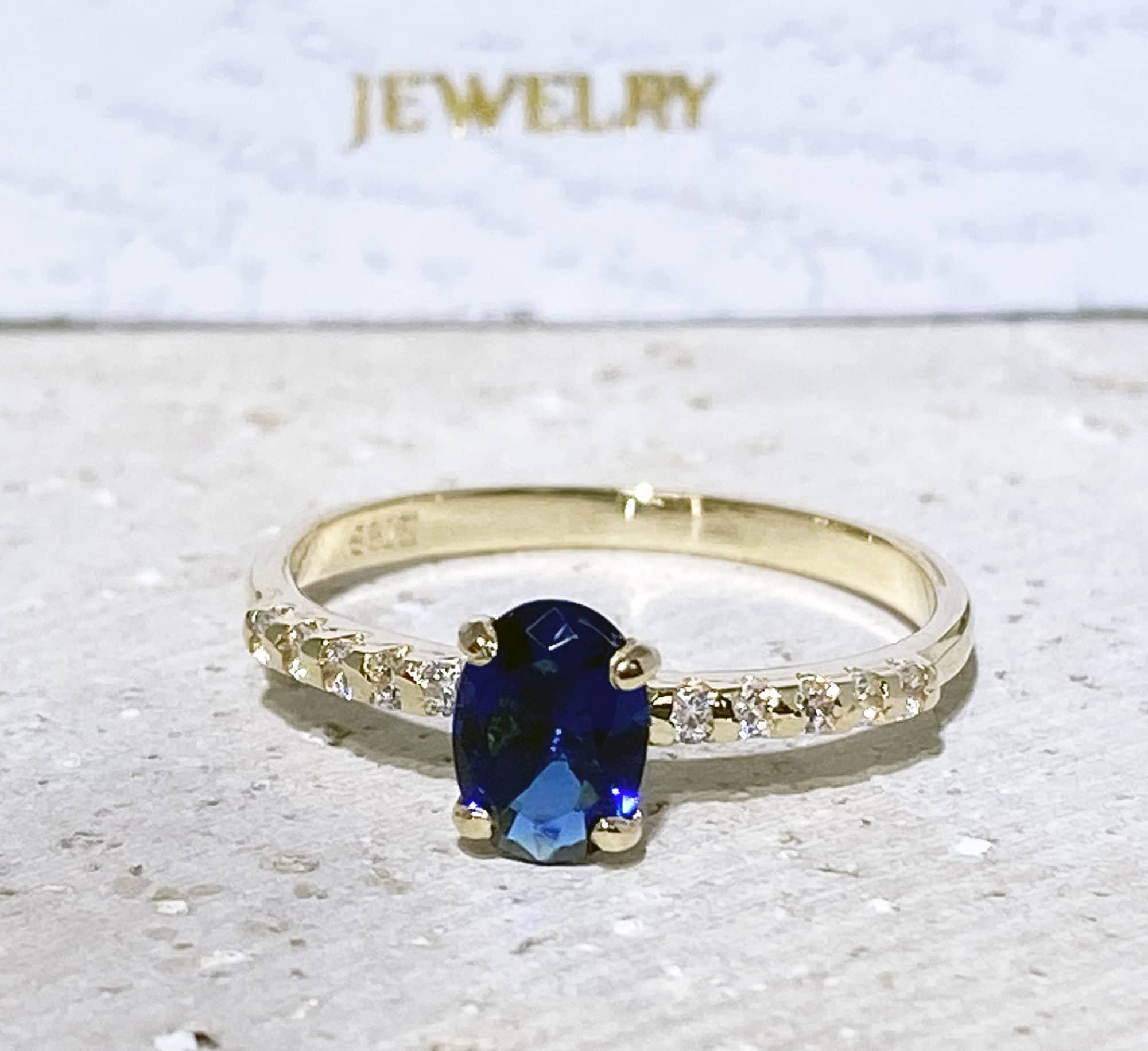 Sapphire Ring - Gold Ring - Stacking Ring - September Birthstone - Dainty Ring - Tiny Ring - Delicate Ring - Engagement Ring - Prong Ring