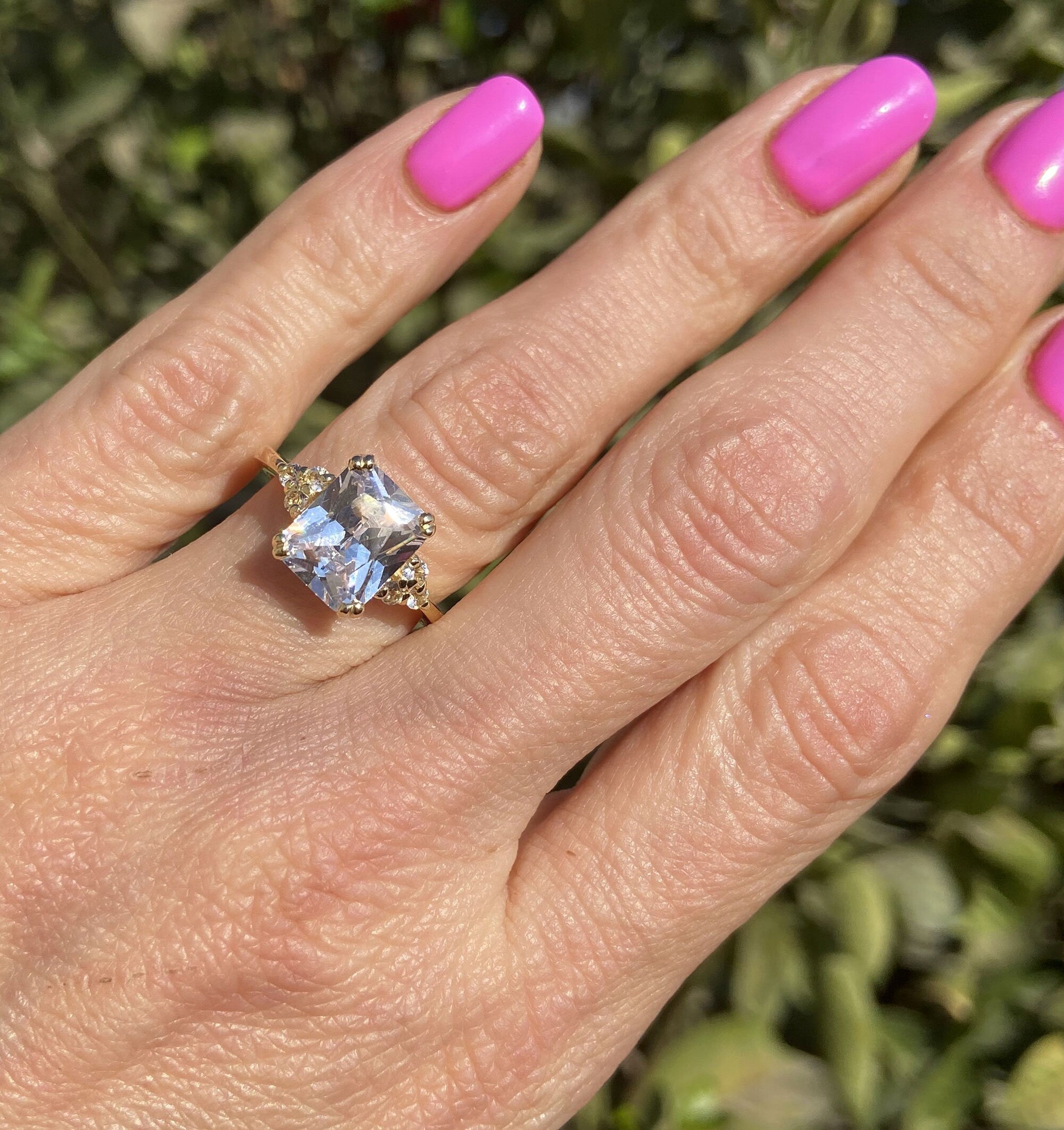 Clear Quartz Ring - Gold Ring - Prong Ring - Statement Ring - April Birthstone - Cocktail Ring - Engagement Ring - Rectangle Ring