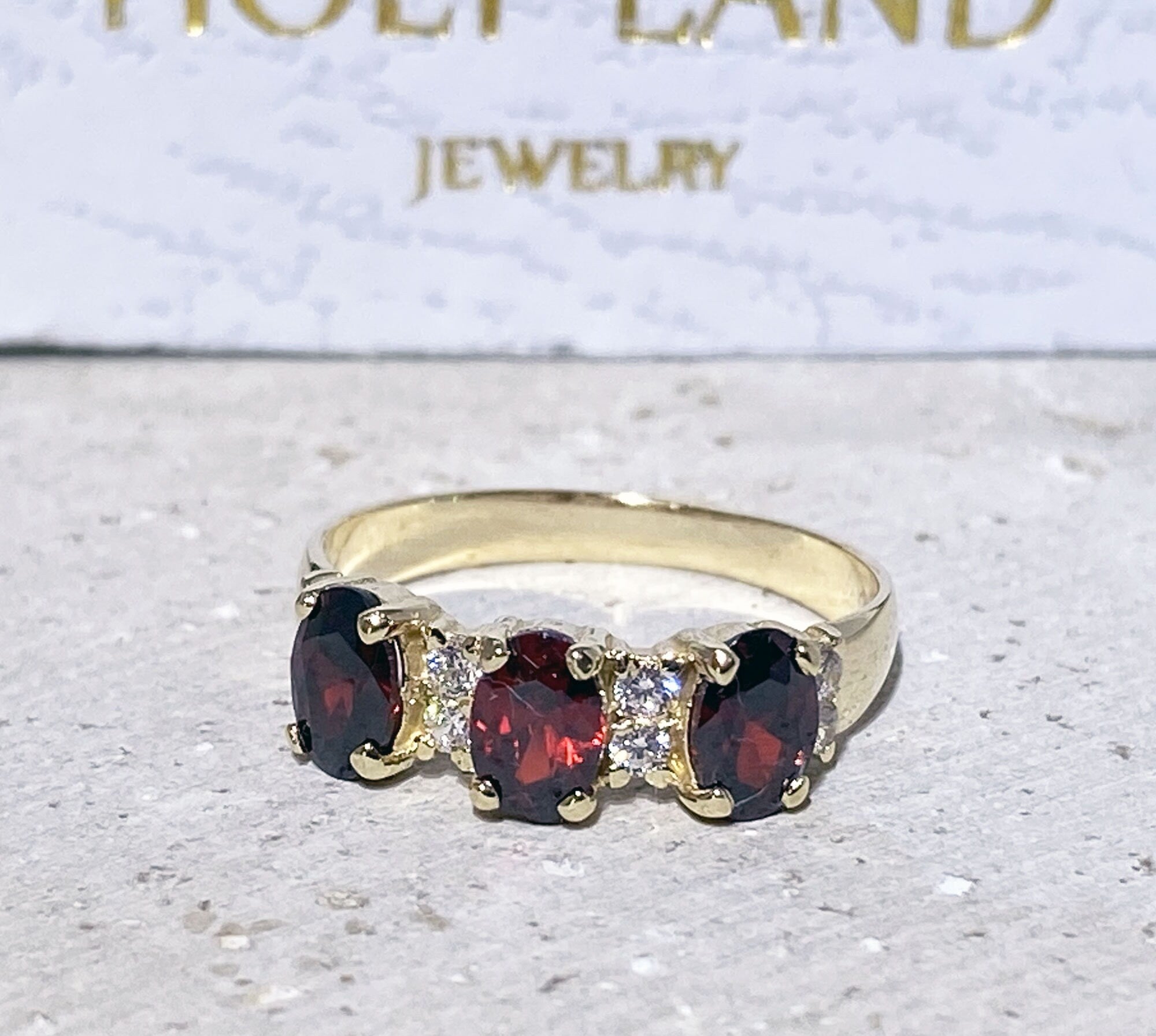 Red Garnet Ring - January Birthstone - Statement Ring - Gold Ring - Engagement Ring - Prong Ring