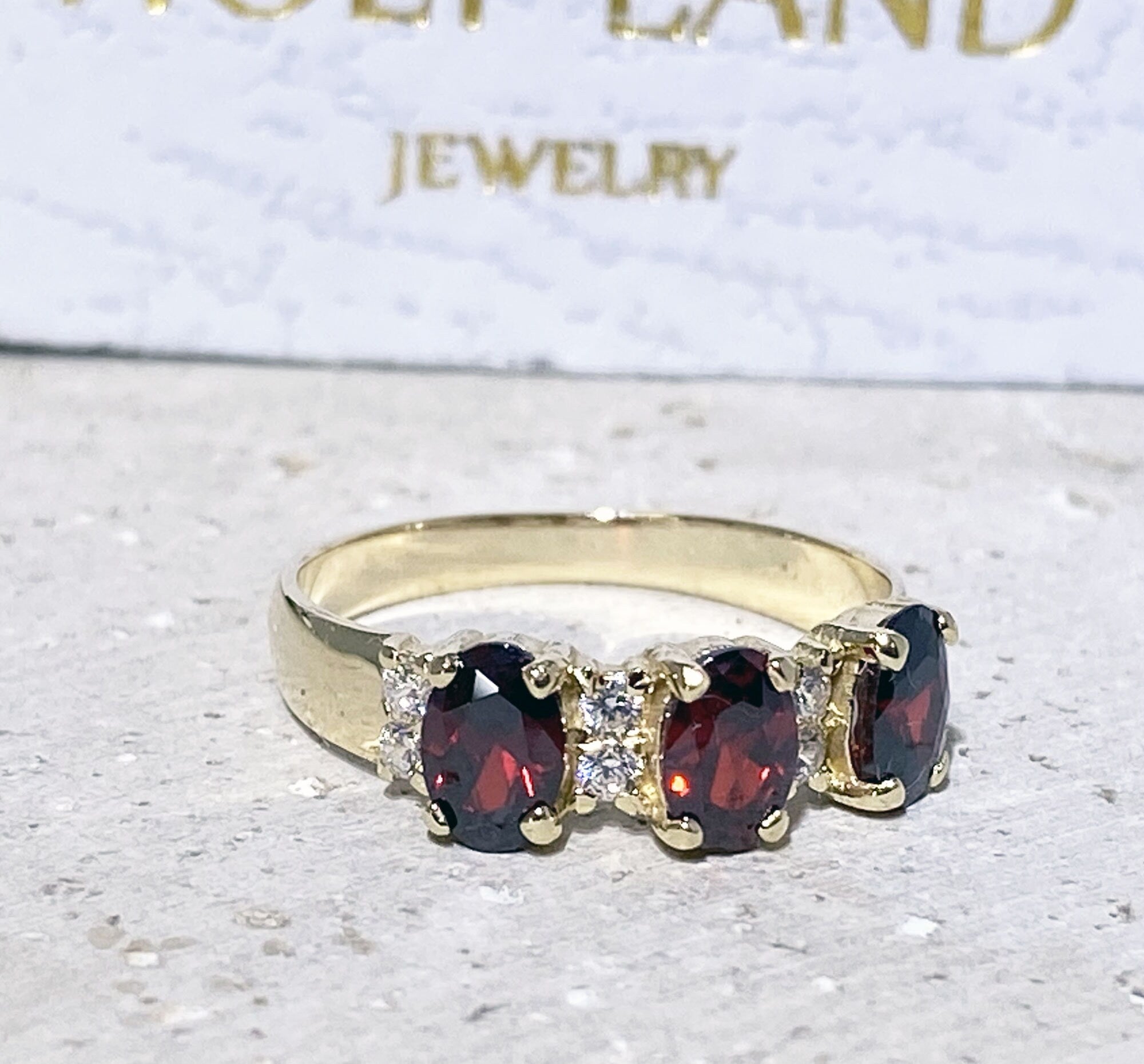 Red Garnet Ring - January Birthstone - Statement Ring - Gold Ring - Engagement Ring - Prong Ring