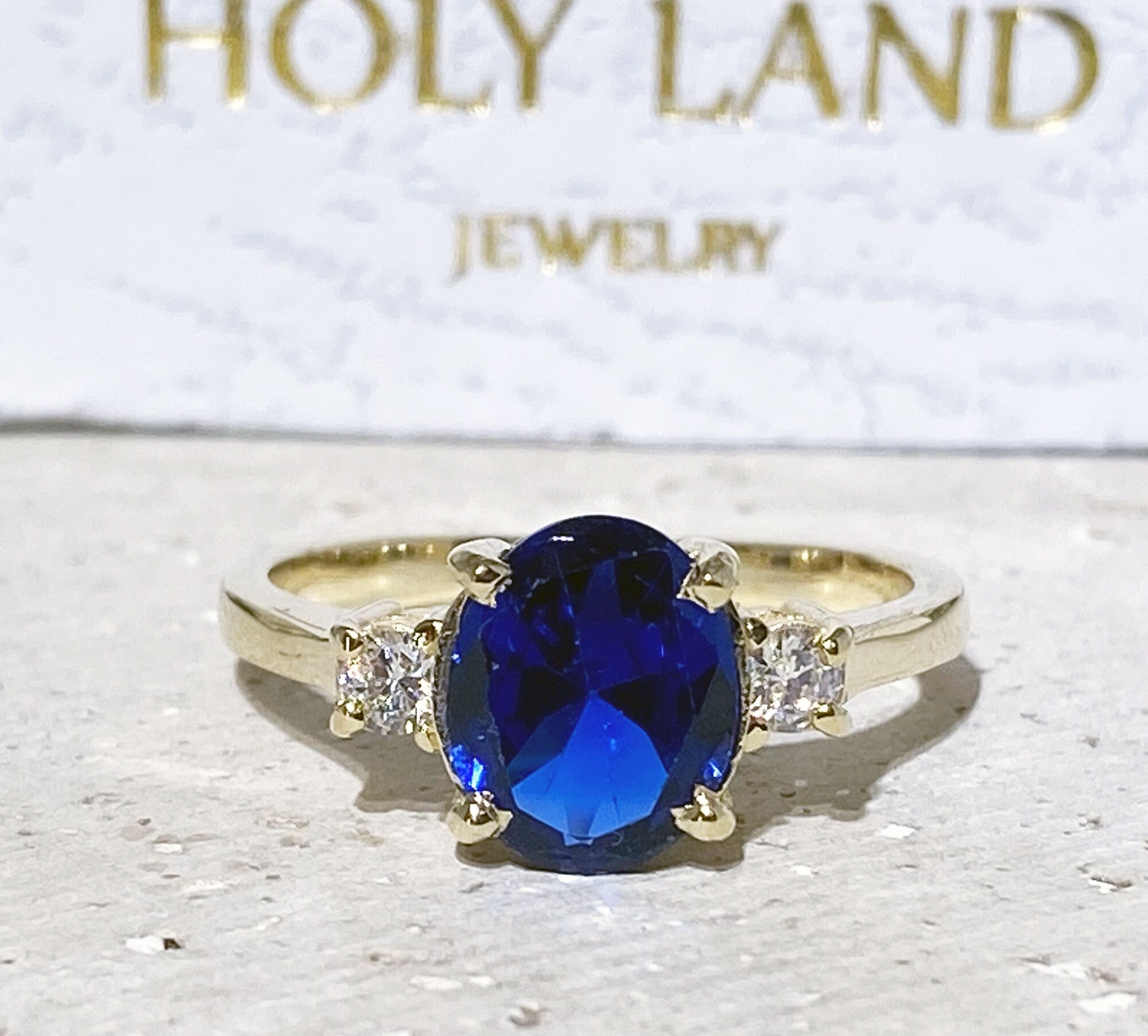 Blue Sapphire Ring - September Birthstone - Statement Ring - Gold Ring - Engagement Ring - Prong Ring - Oval Ring - Cocktail Ring