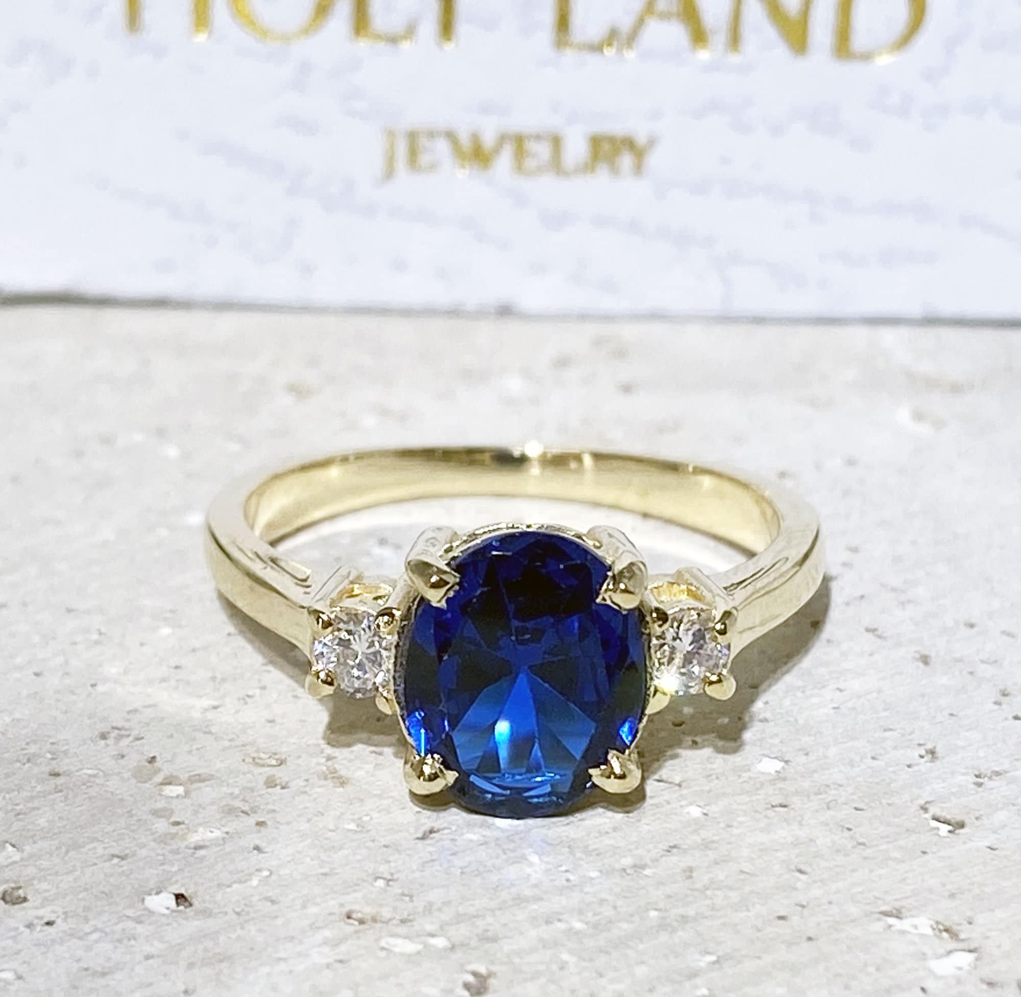 Blue Sapphire Ring - September Birthstone - Statement Ring - Gold Ring - Engagement Ring - Prong Ring - Oval Ring - Cocktail Ring