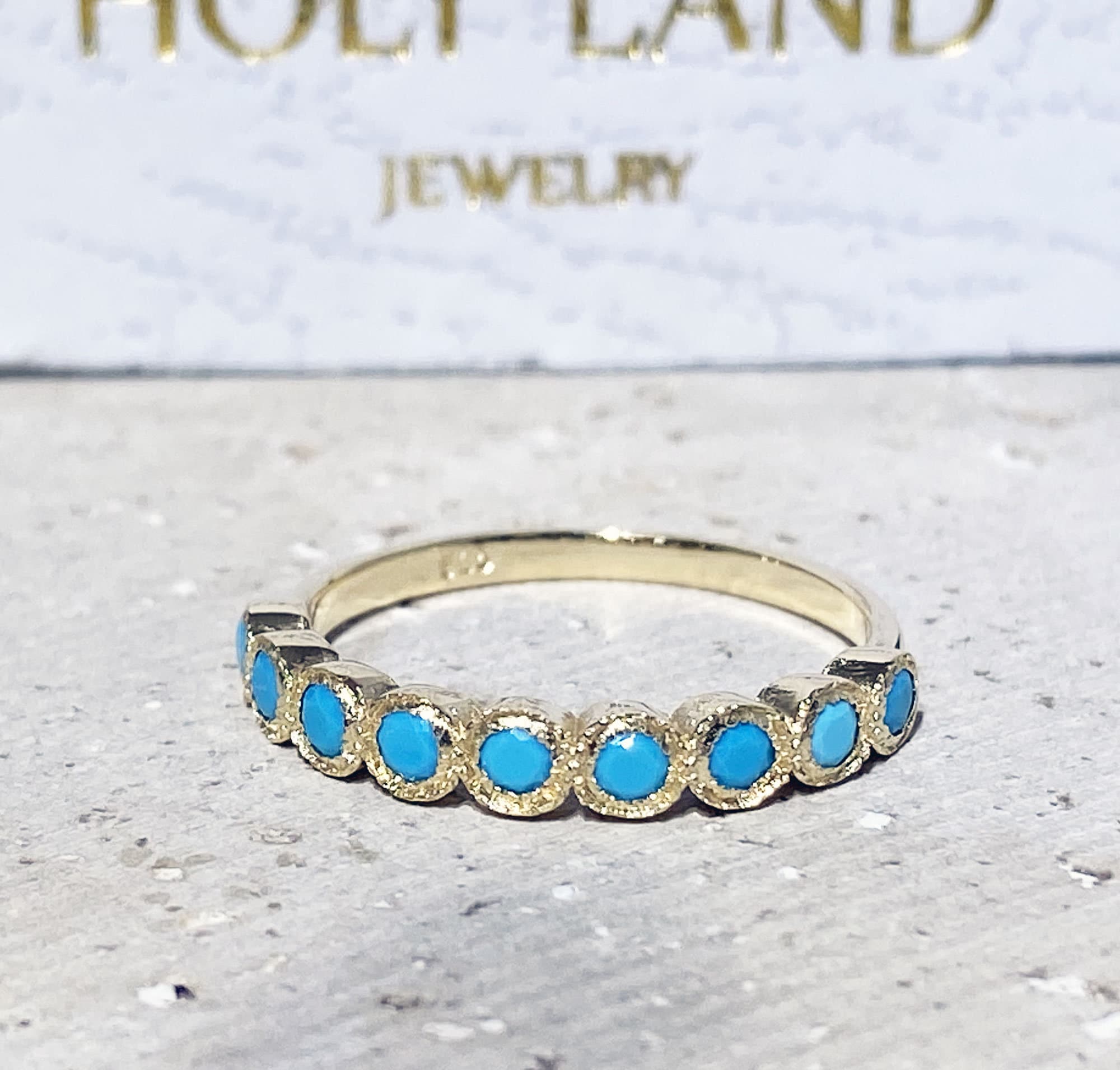 Turquoise Ring - Sleeping Beauty Turquoise - December Birthstone - Half Eternity Ring - Turquoise Jewelry