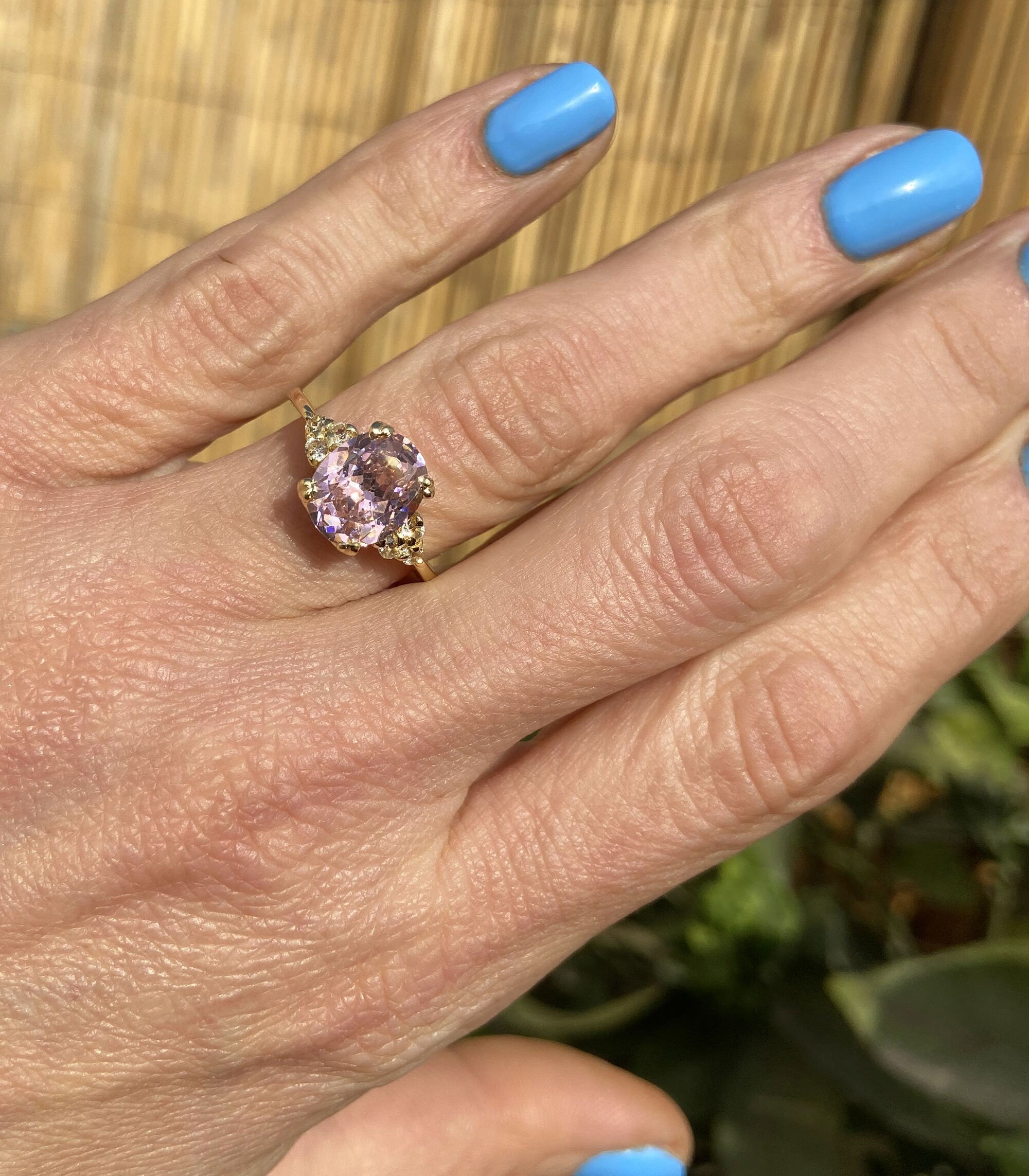 Rose Quartz Ring - October Birthstone - Gold Ring - Gemstone Band - Statement Ring - Engagement Ring - Oval Ring - Cocktail Ring -Prong Ring