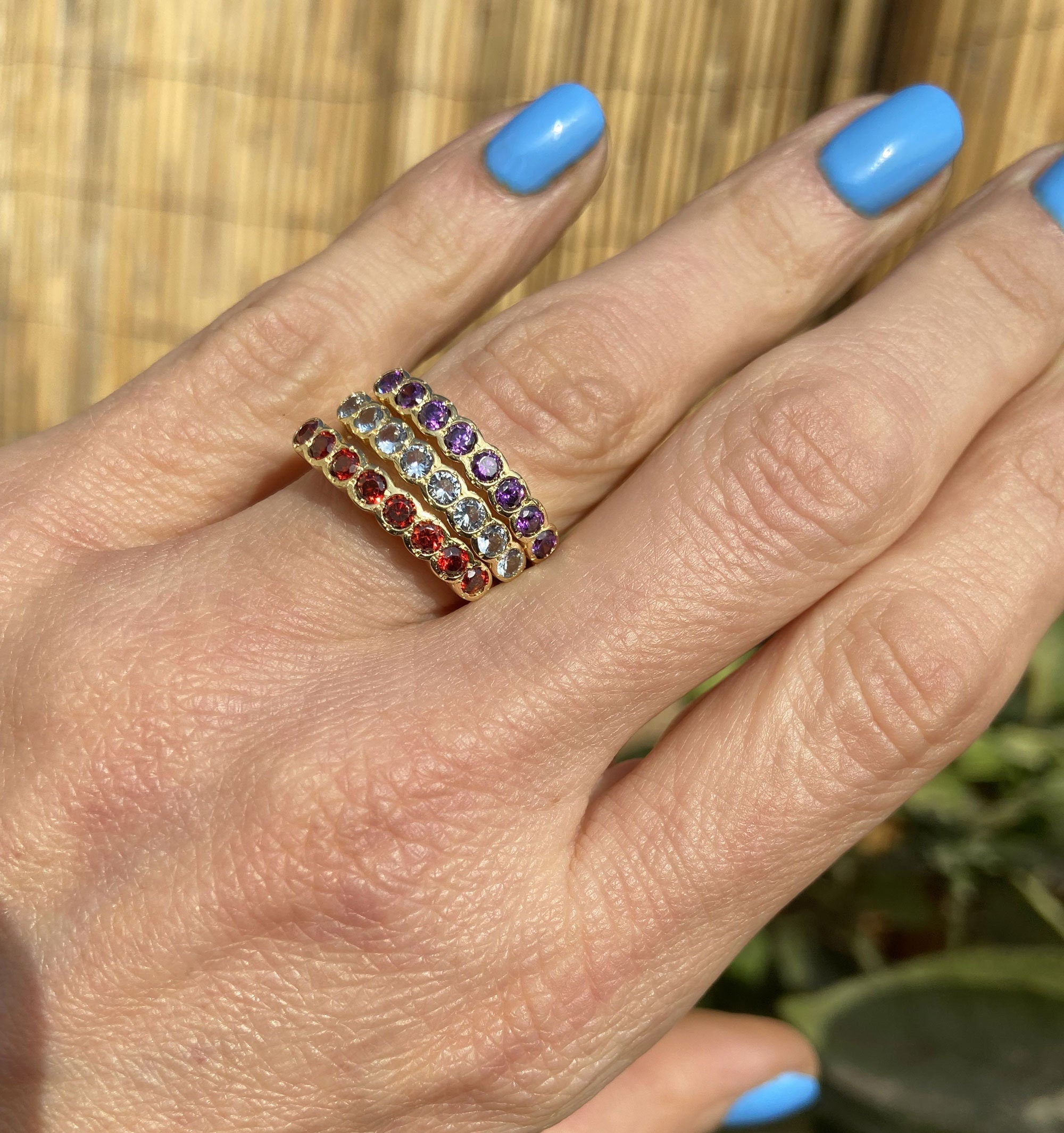 Ruby Ring - Gold Ring - Stack Ring - Fuchsia Ring - July Birthstone - Bezel Ring - Simple Jewelry