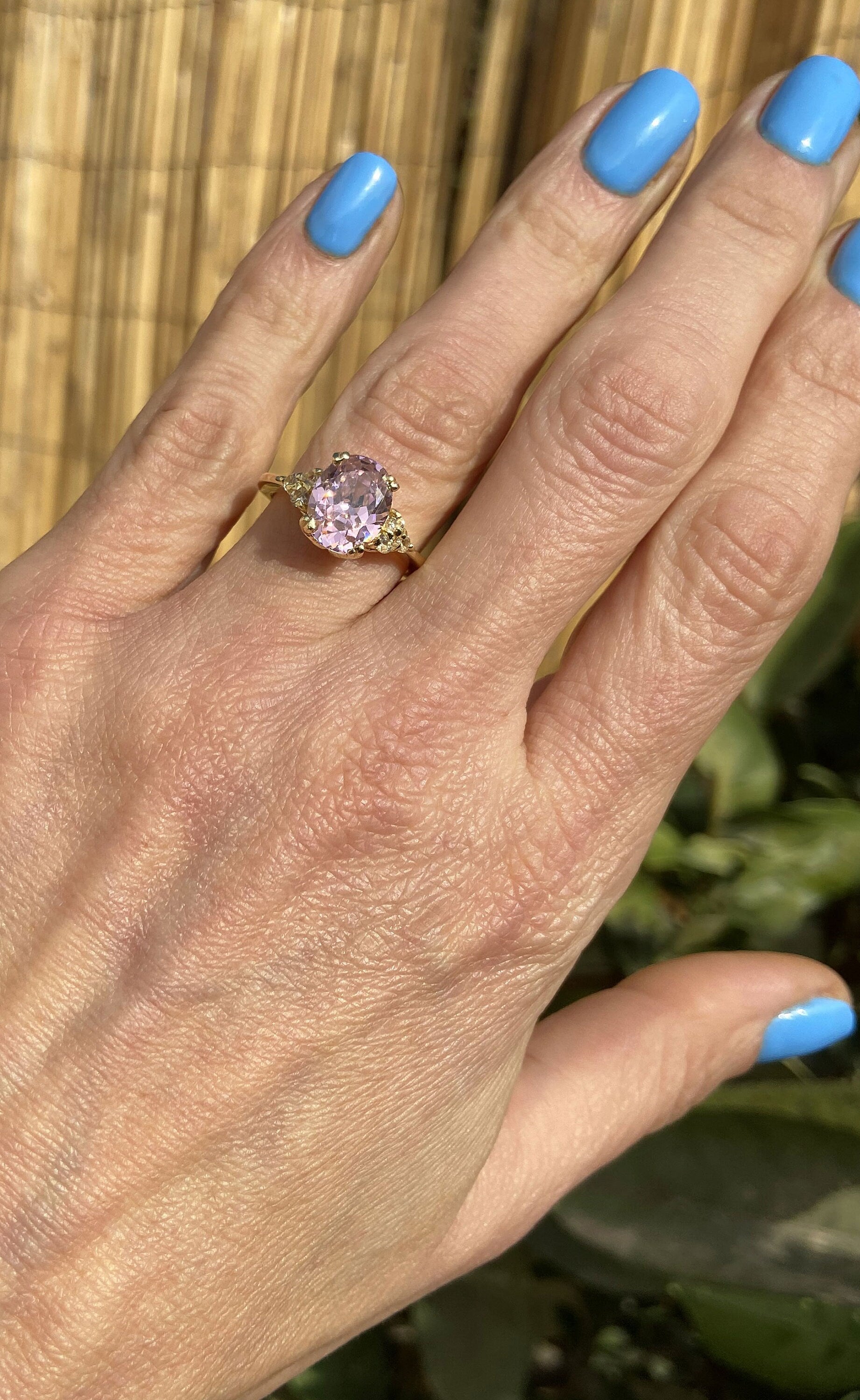 Rose Quartz Ring - October Birthstone - Gold Ring - Gemstone Band - Statement Ring - Engagement Ring - Oval Ring - Cocktail Ring -Prong Ring