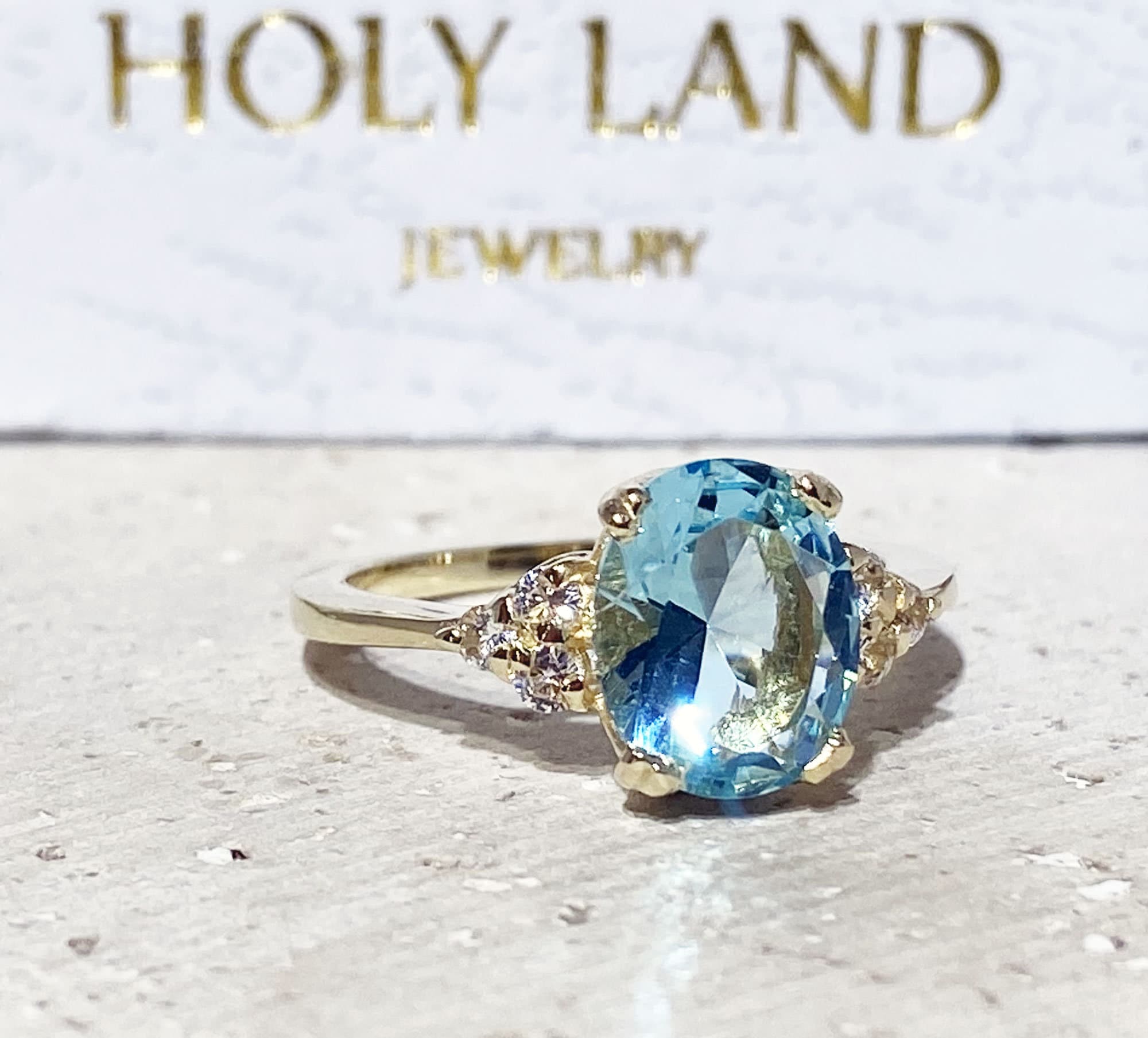 Aquamarine Ring - March Birthstone - Statement Ring - Gold Ring - Engagement Ring - Oval Ring - Cocktail Ring - Prong Ring -Light Blue Ring