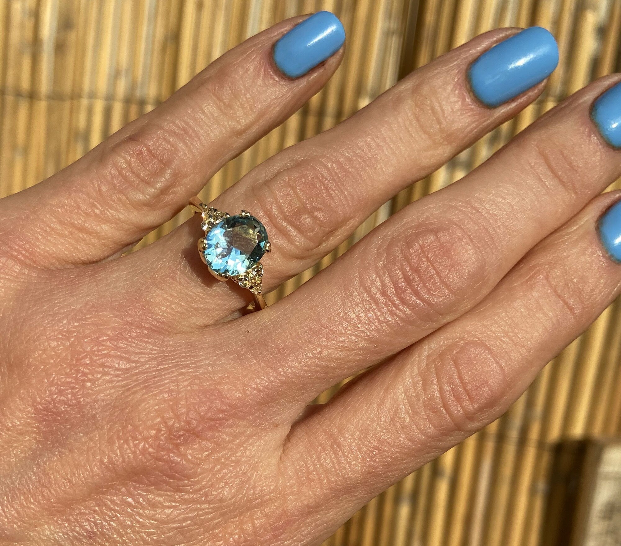 Aquamarine Ring - March Birthstone - Statement Ring - Gold Ring - Engagement Ring - Oval Ring - Cocktail Ring - Prong Ring -Light Blue Ring