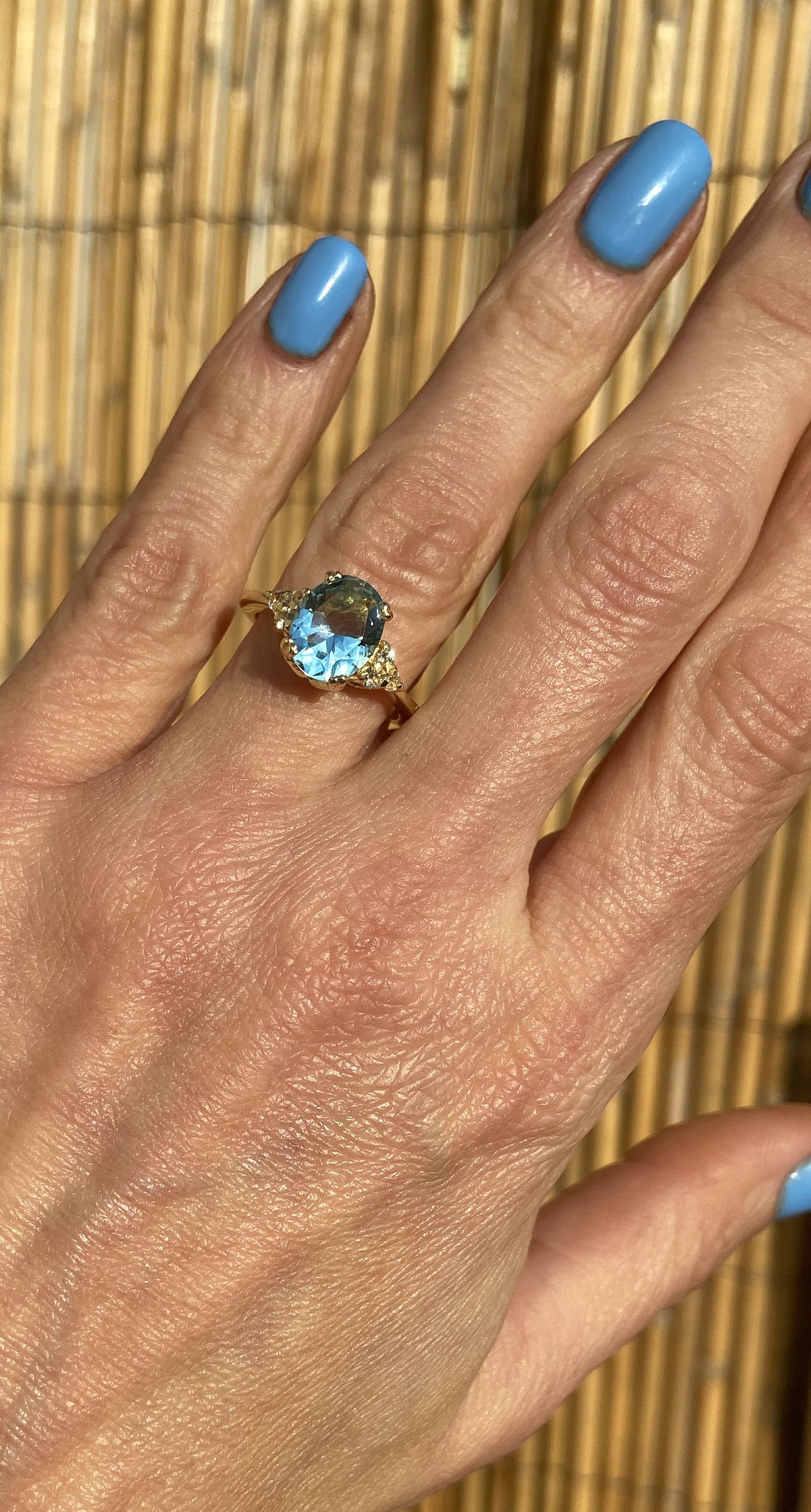 Aquamarine Ring - March Birthstone - Statement Ring - Gold Ring - Engagement Ring - Oval Ring - Cocktail Ring - Prong Ring -Light Blue Ring