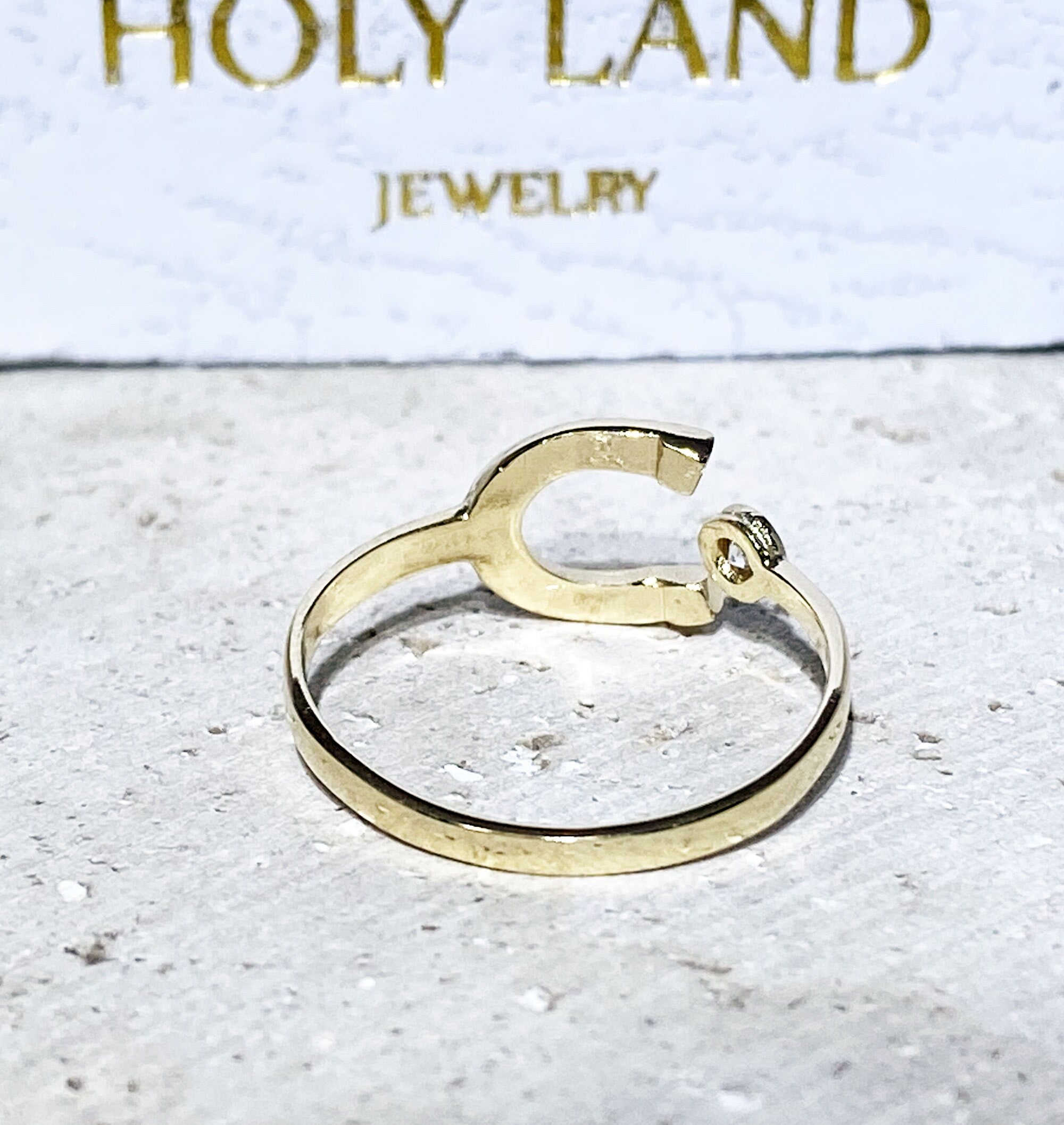 Lucky Horseshoe Ring - Textured Hammered Ring - Delicate Simple Lucky Horseshoe Ring