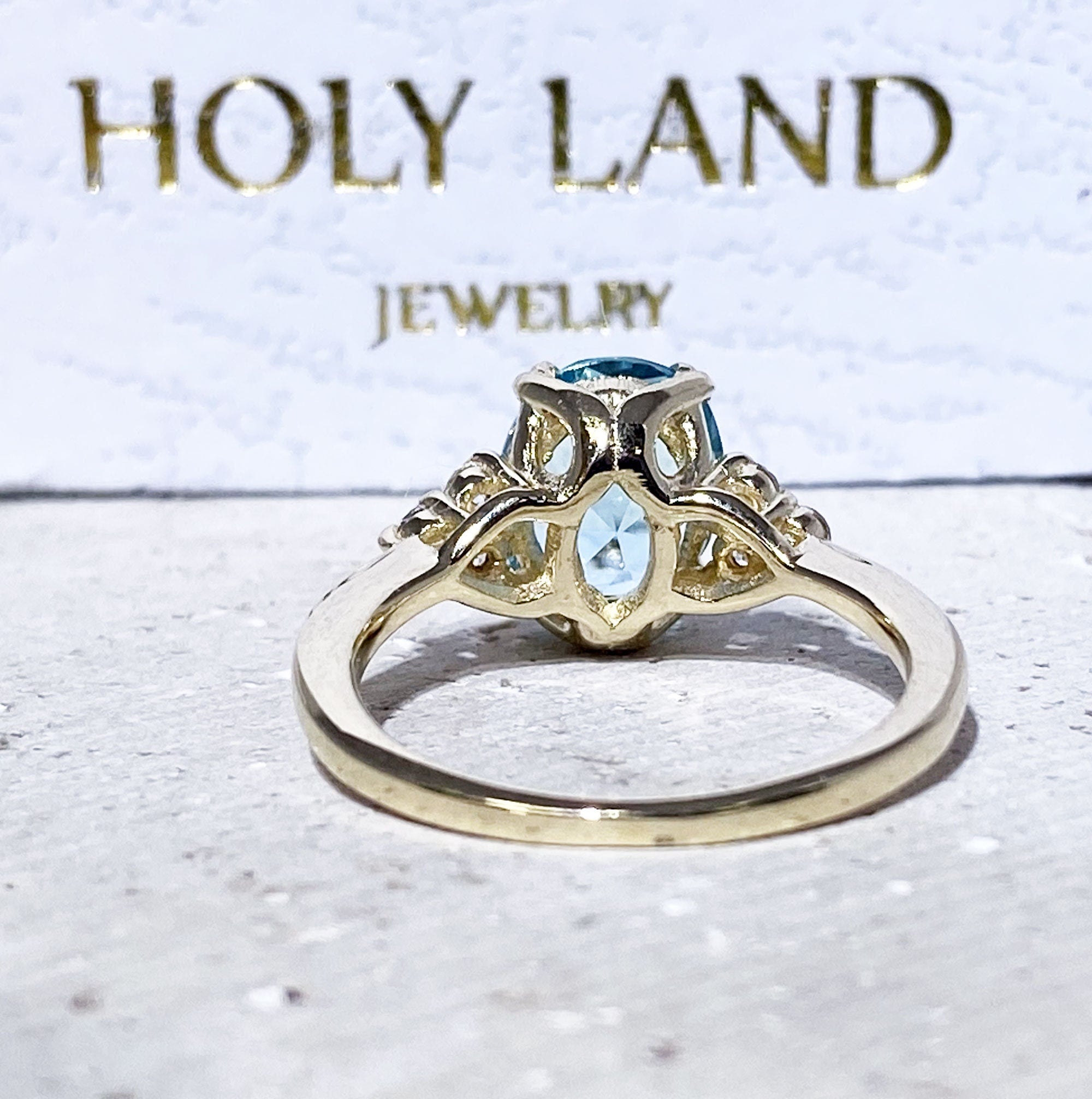 Blue Topaz Ring - December Birthstone - Gemstone Band - Gold Ring - Engagement Ring - Oval Ring - Cocktail Ring - Prong Ring