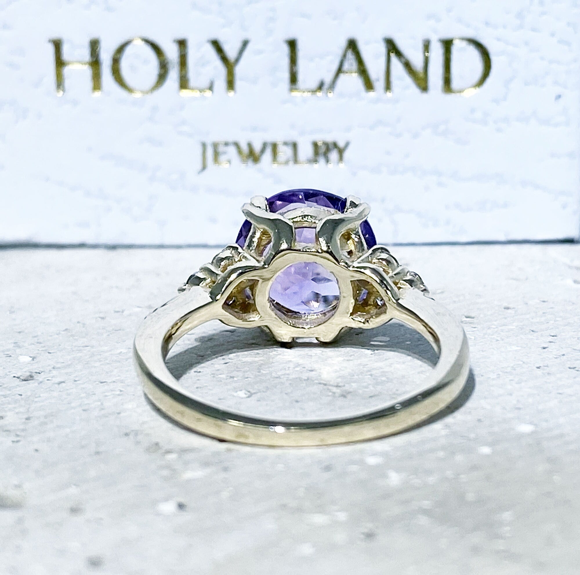 Purple Amethyst Ring - February Birthstone - Statement Ring - Gold Ring - Engagement Ring - Round Ring - Prong Ring - Cocktail Ring