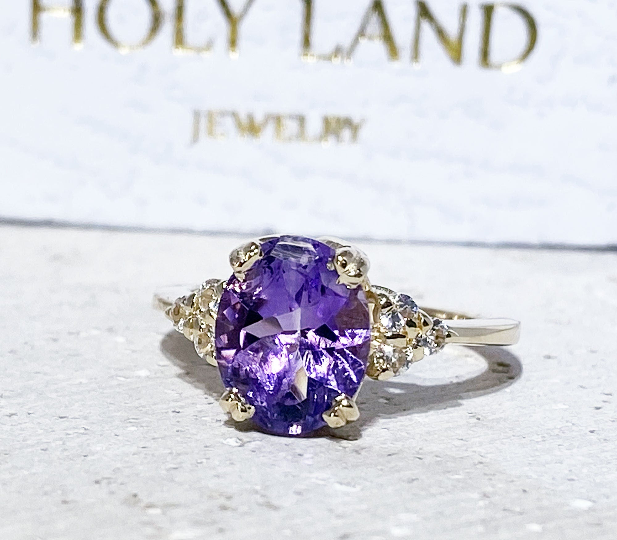 Purple Amethyst Ring - February Birthstone - Statement Ring - Gold Ring - Engagement Ring - Prong Ring - Oval Ring - Cocktail Ring