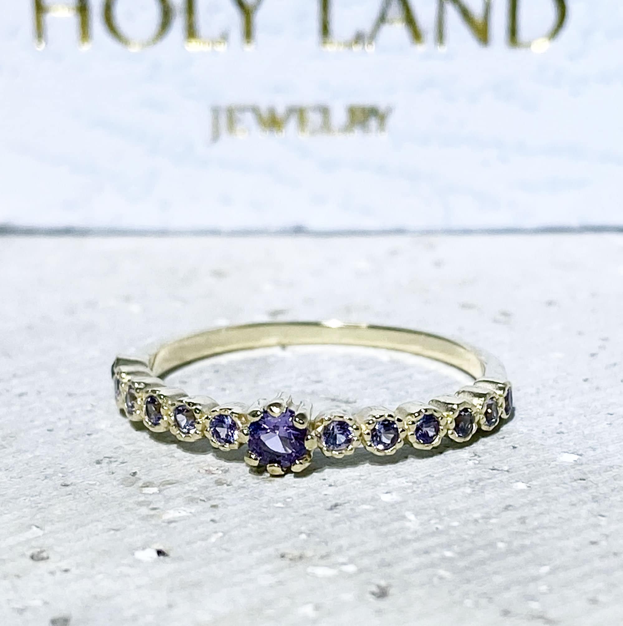 Alexandrite Ring - June Birthstone - Delicate Stacking Ring with Alexandrite Stones