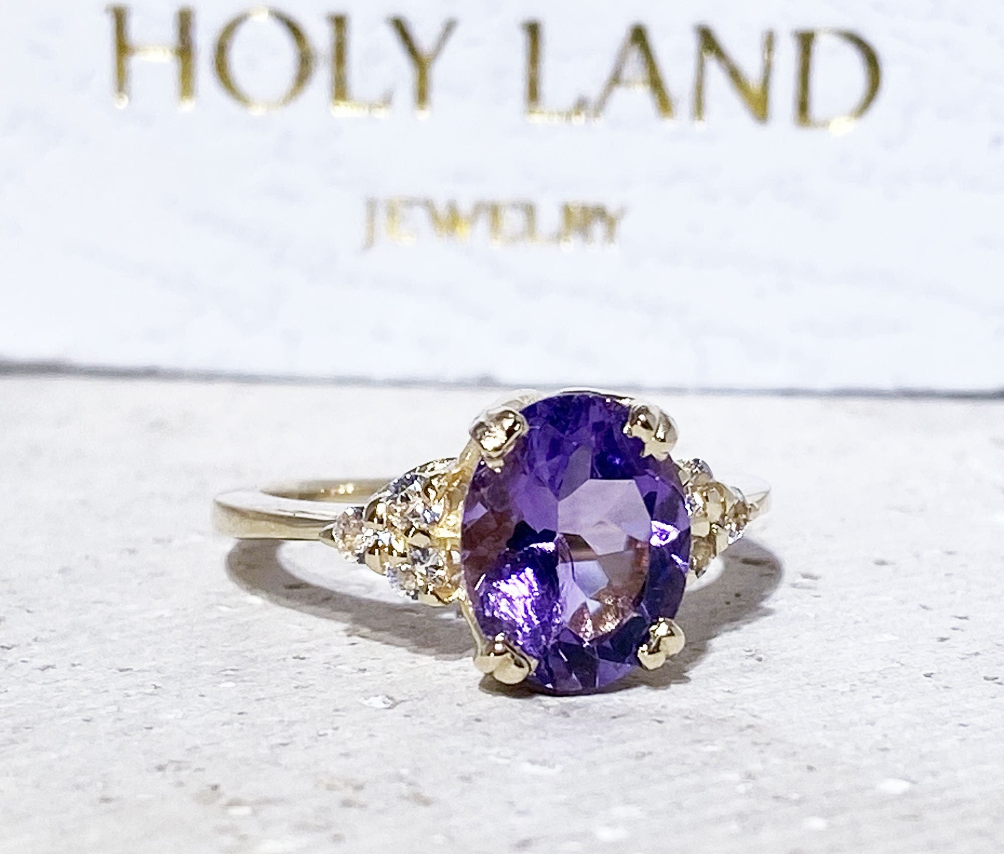 Purple Amethyst Ring - February Birthstone - Statement Ring - Gold Ring - Engagement Ring - Prong Ring - Oval Ring - Cocktail Ring