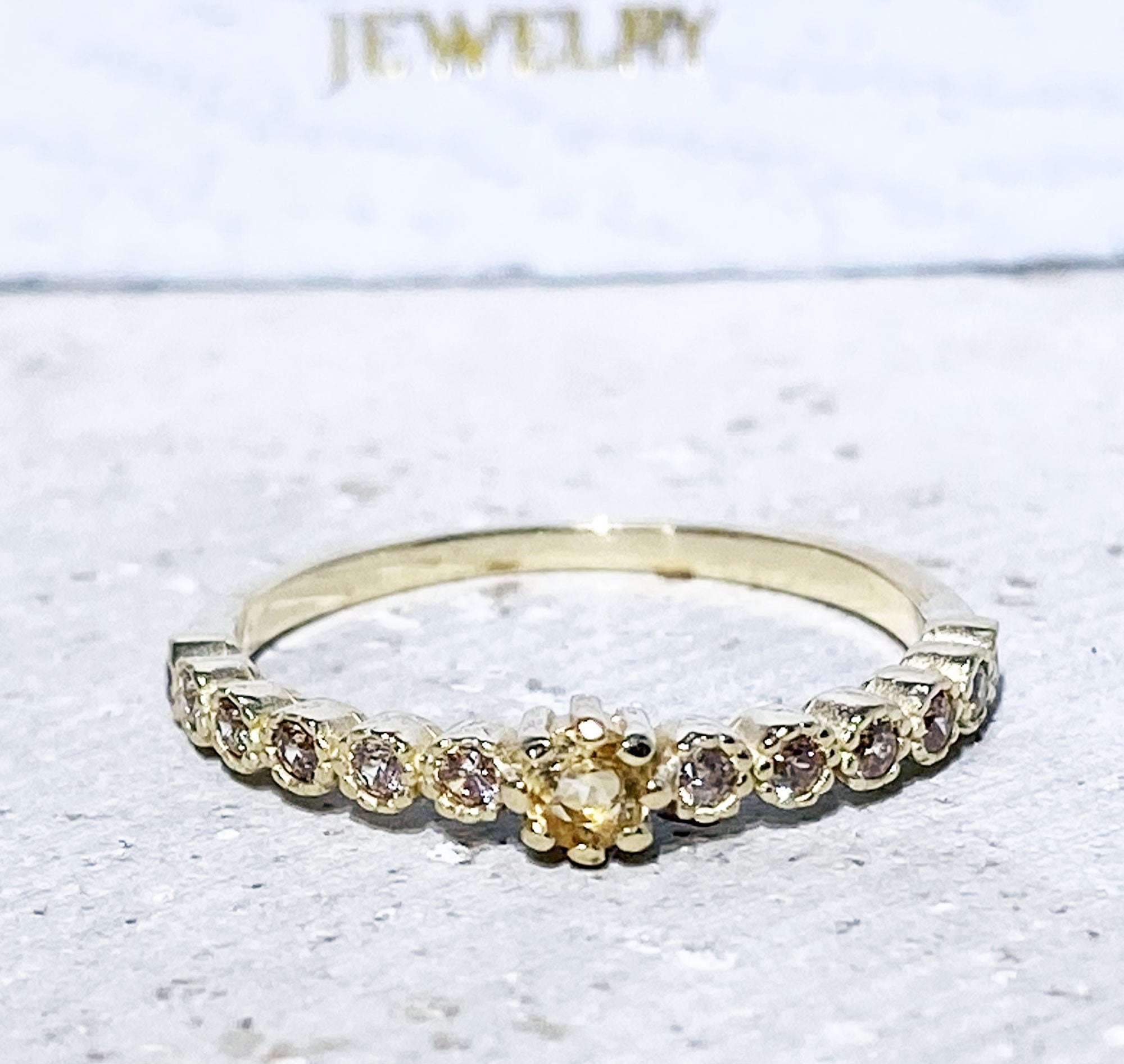 Citrine Ring - Slim Stack Ring - Tiny Ring - Gold Ring - Dainty Ring - November Birthstone - Delicate Ring - Simple Ring - Bezel Ring