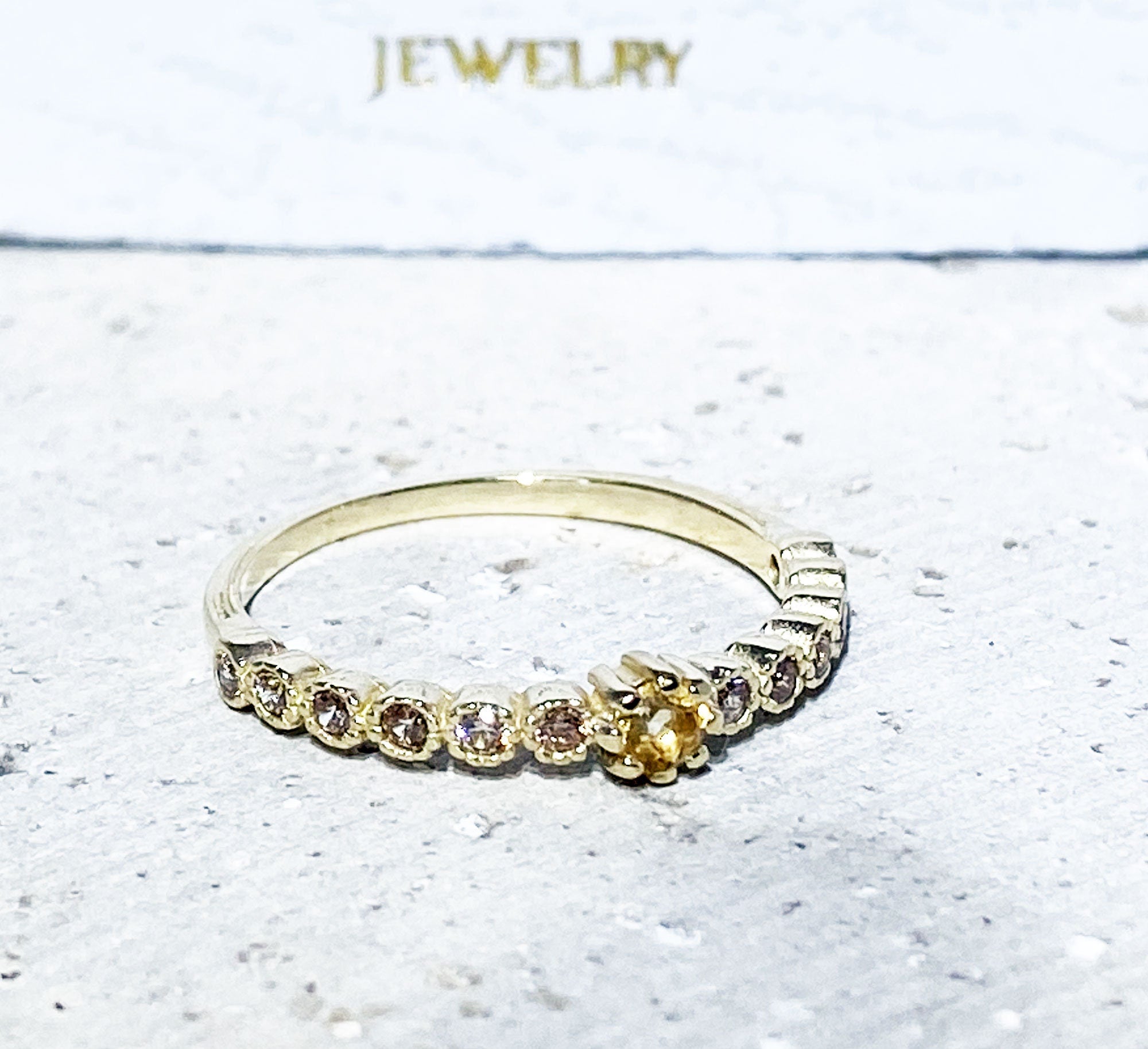 Citrine Ring - Slim Stack Ring - Tiny Ring - Gold Ring - Dainty Ring - November Birthstone - Delicate Ring - Simple Ring - Bezel Ring