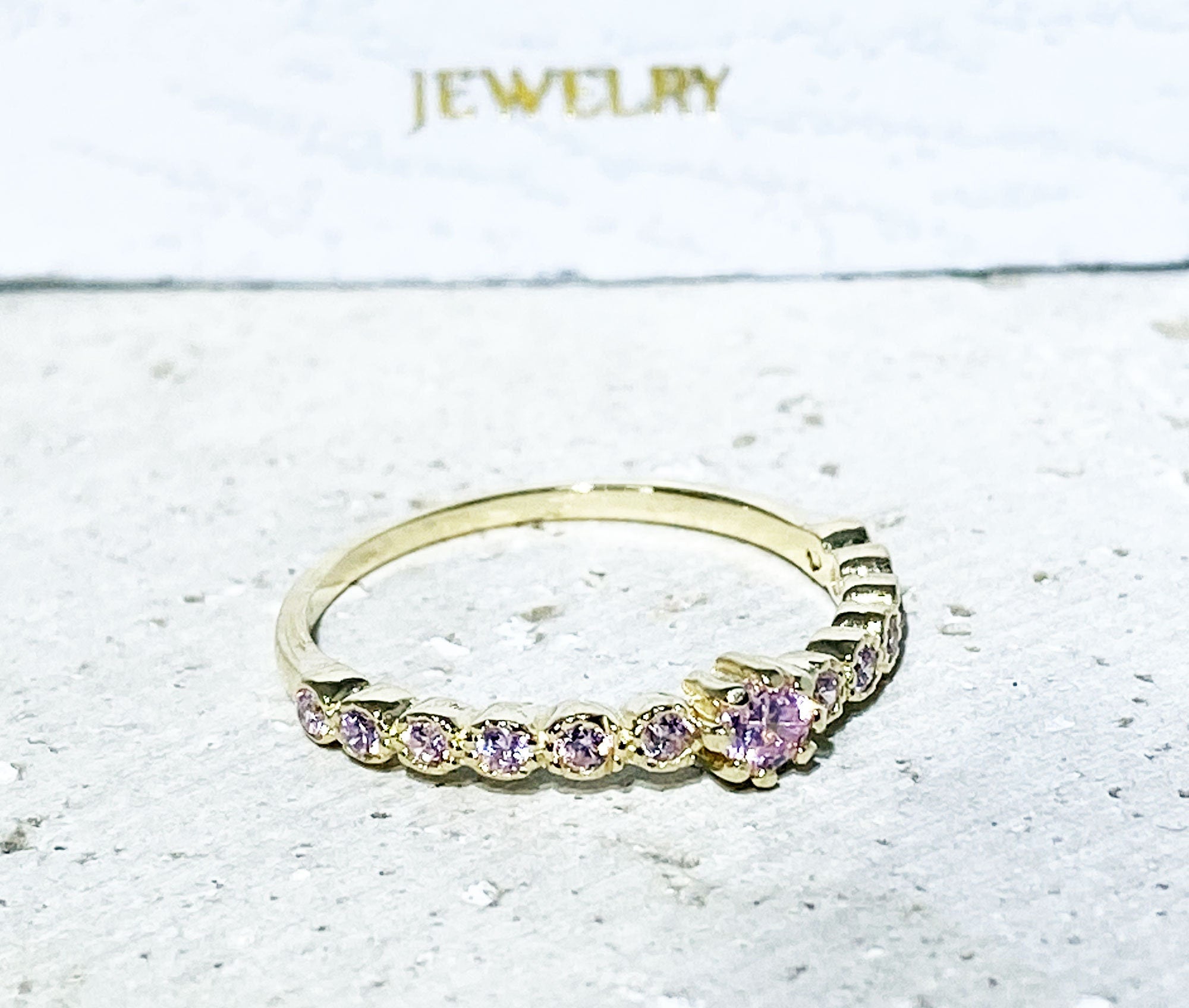 Rose Quartz Ring - October Birthstone - Gold Ring - Stack Ring - Bezel Ring - Delicate Ring