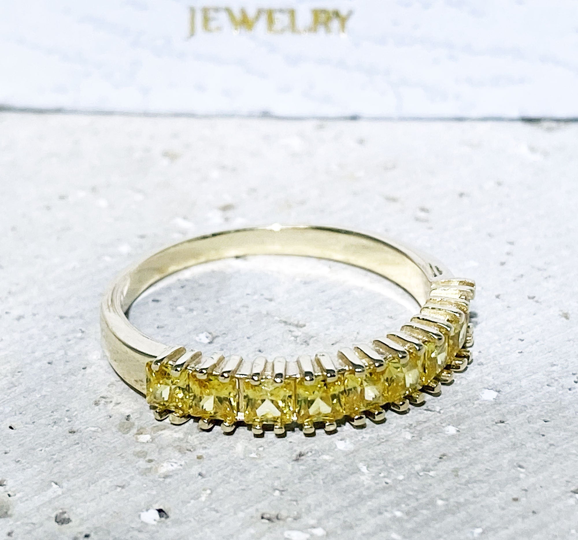 Yellow Citrine Ring - November Birthstone - Stack Ring - Gold Ring - Square Ring - Dainty Ring - Bezel Ring - Simple Ring - Gemstone Band