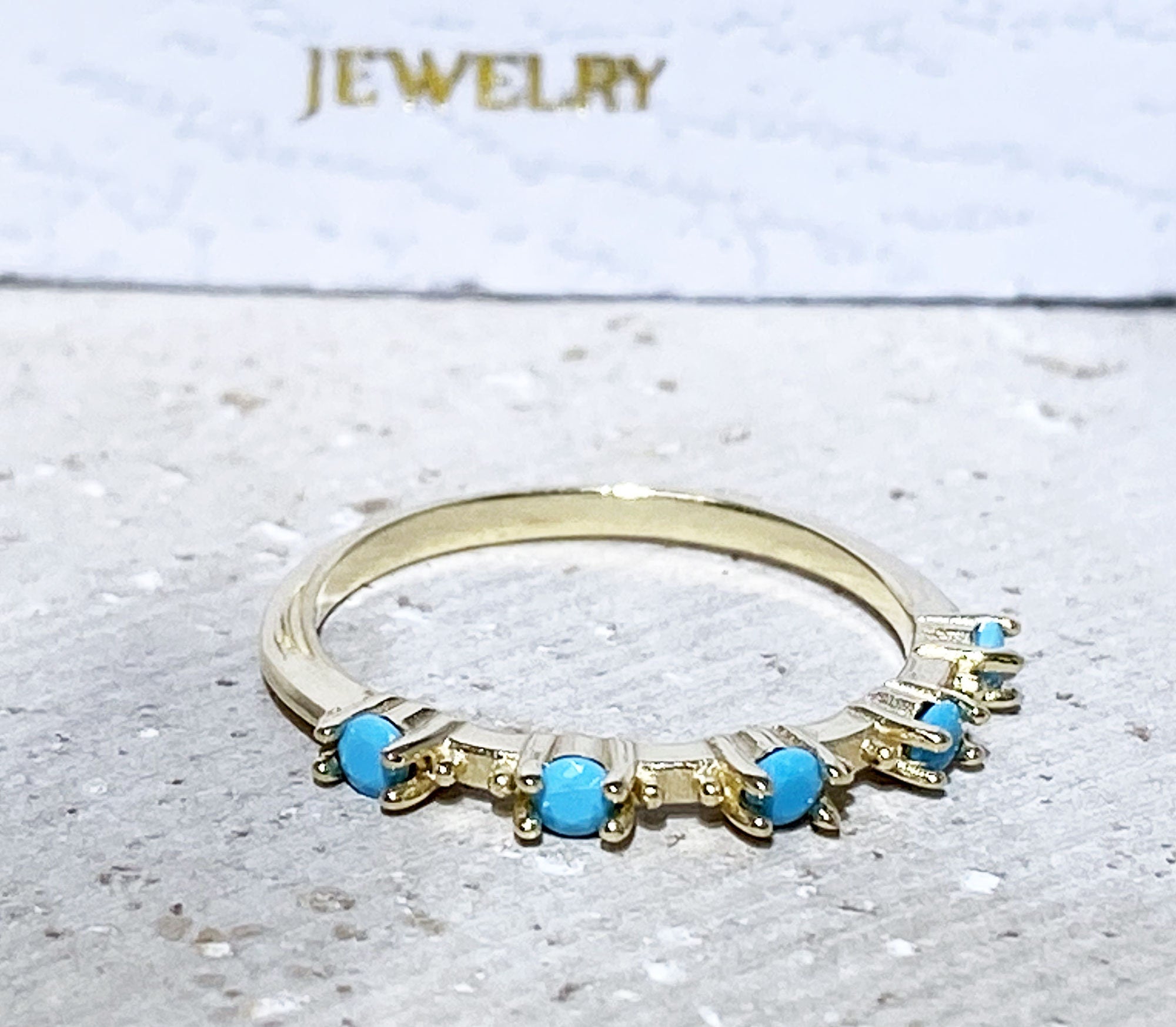 Turquoise Ring - Sleeping Beauty Turquoise - December Birthstone -Gold Ring - Delicate Ring