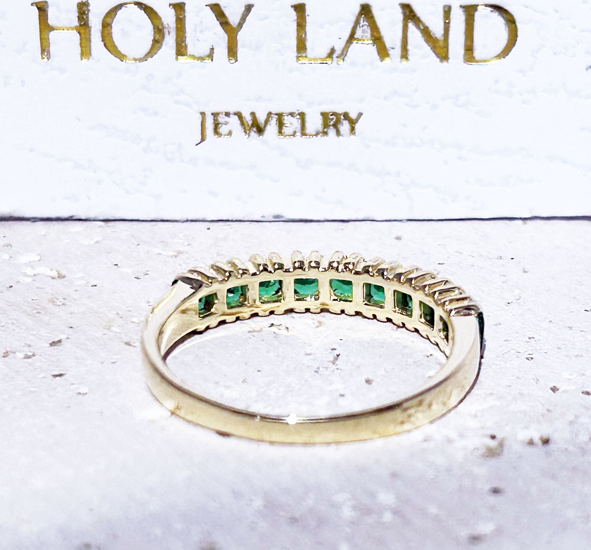 Emerald Ring - May Birthstone - Bezel Ring - Stack Ring - Gold Ring - Gemstone Band - Square Ring - Simple Ring - Green Ring - Dainty Ring