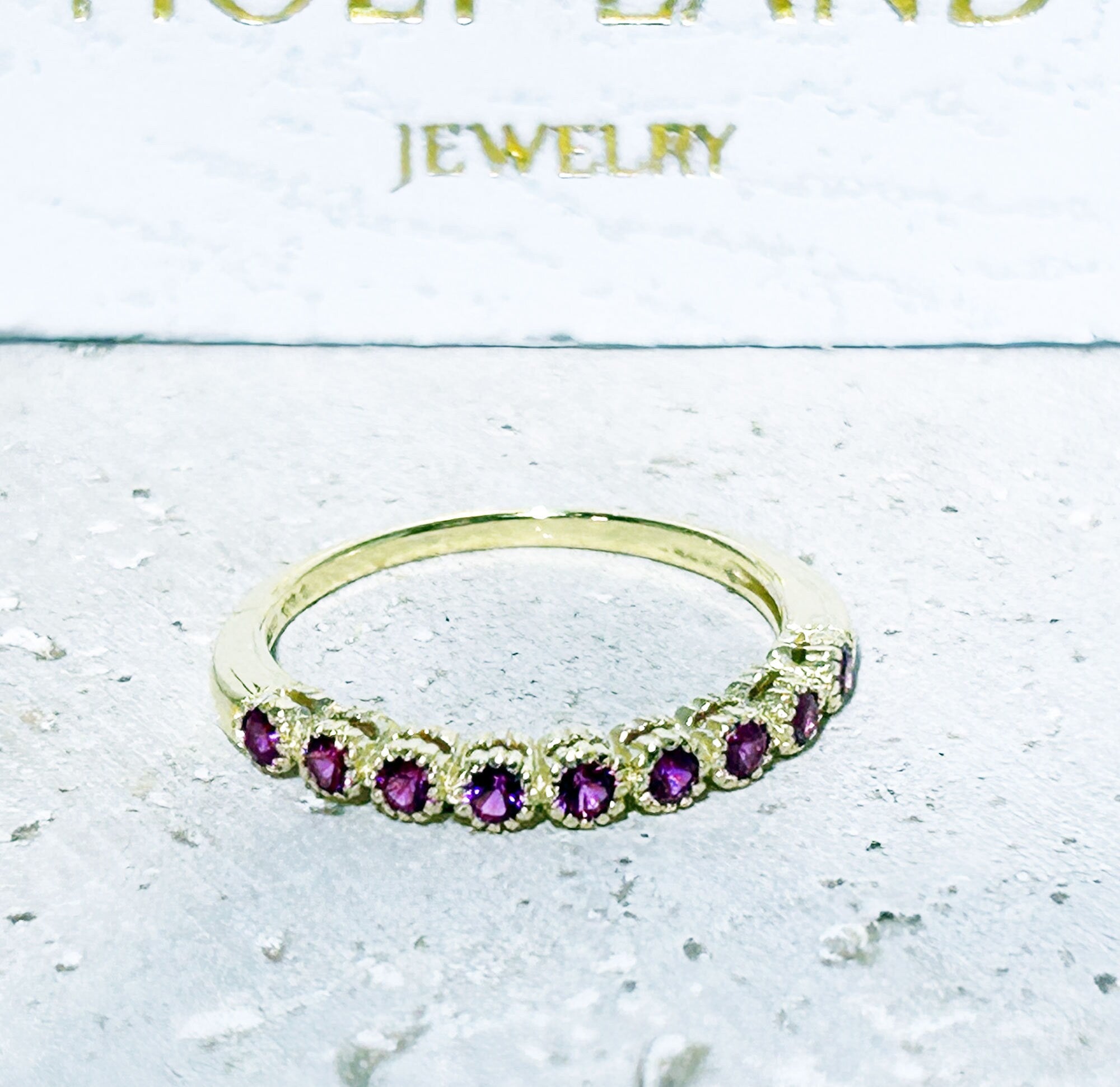 Ruby Ring - July Ring - Gold Ring - Stack Ring - Tiny Ring - Bezel Ring - Half Eternity Ring