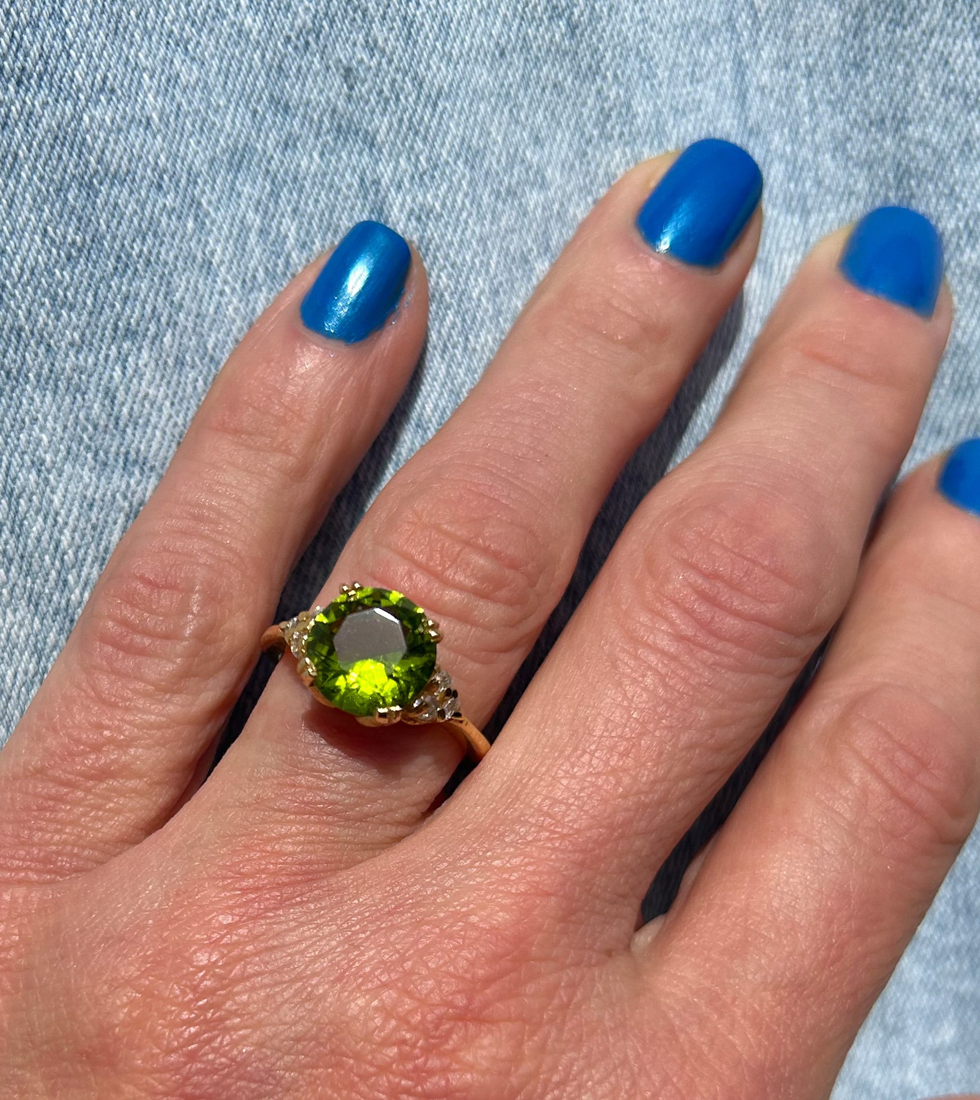 Peridot Ring - August Birthstone - Statement Ring - Gold Ring - Engagement Ring - Round Ring - Cocktail Ring - Prong Ring - Gemstone Ring