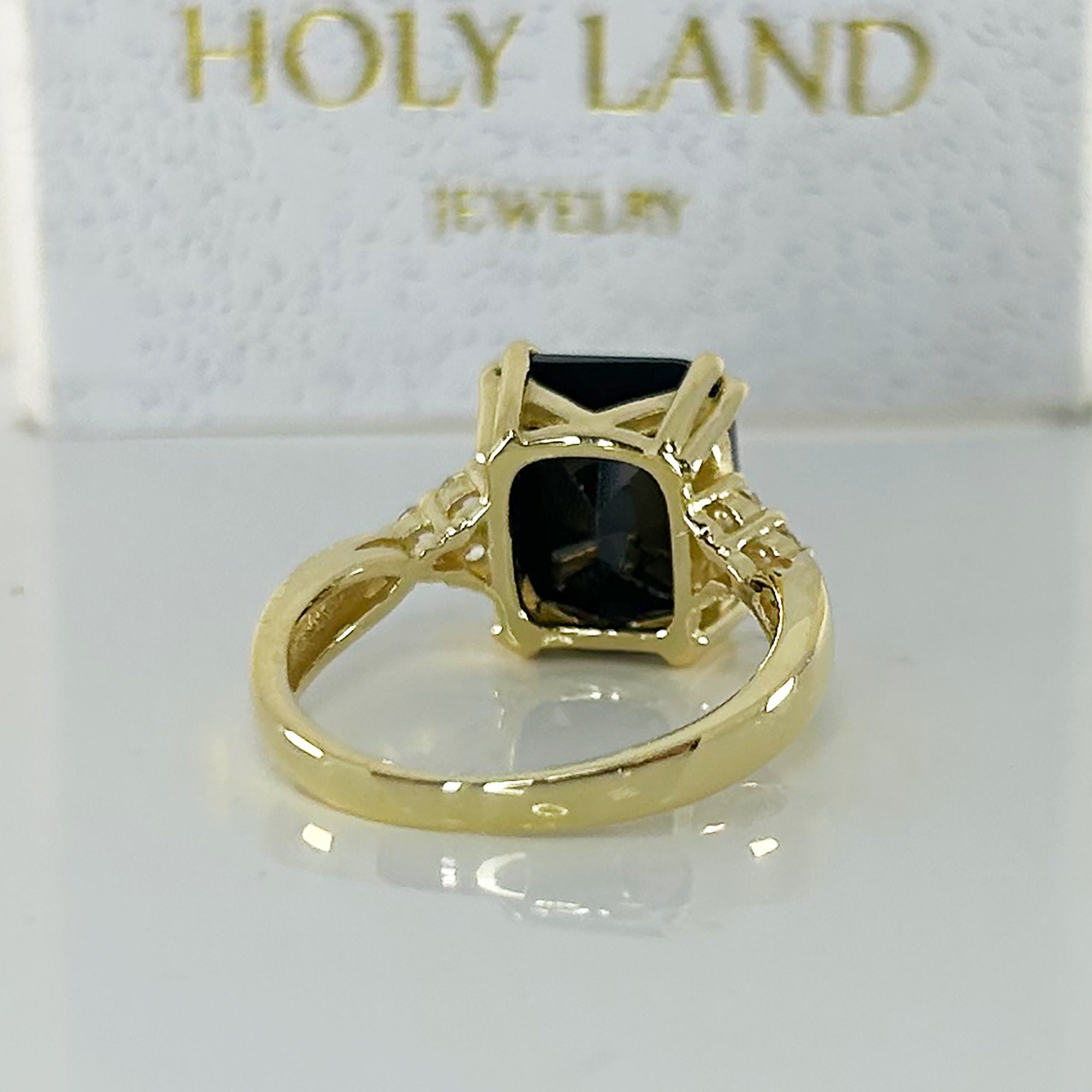 Black Onyx Ring - December Birthstone - Genuine Gemstone - Gold Ring - Engagement Ring - Rectangle Ring - Cocktail Ring - Prong Ring