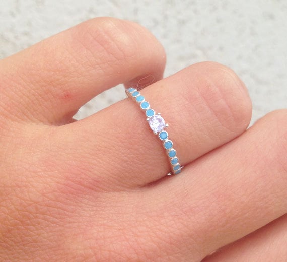 Turquoise Ring - Sleeping Beauty Turquoise - Gold Ring - Delicate Ring - Stack Ring - Bezel Set Ring