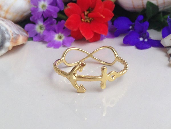 Anchor and Infinity Symbol Simple Delicate Ring