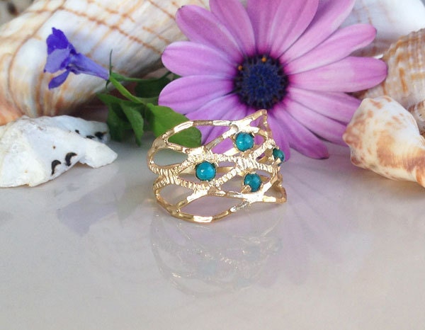 Turquoise Ring - Simple Ring - Gold Ring - Turquoise Jewelry - Everyday Ring - December Birthstone