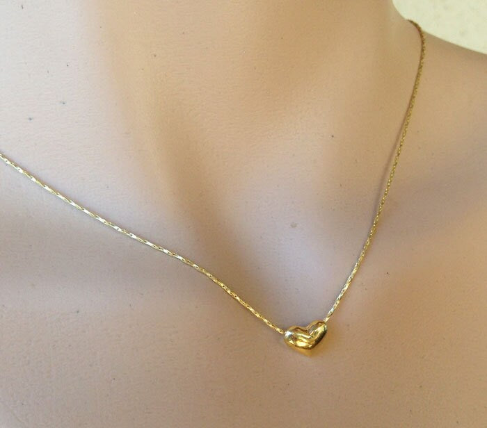 Heart Necklace - Small Heart Pendant - Simple Minimalist Necklace - Delicate Chain Small Heart Necklace