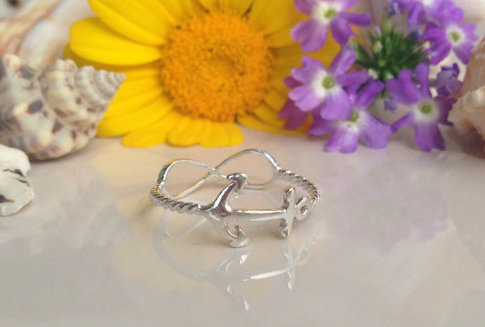 Anchor and Infinity Symbol Simple Delicate Ring